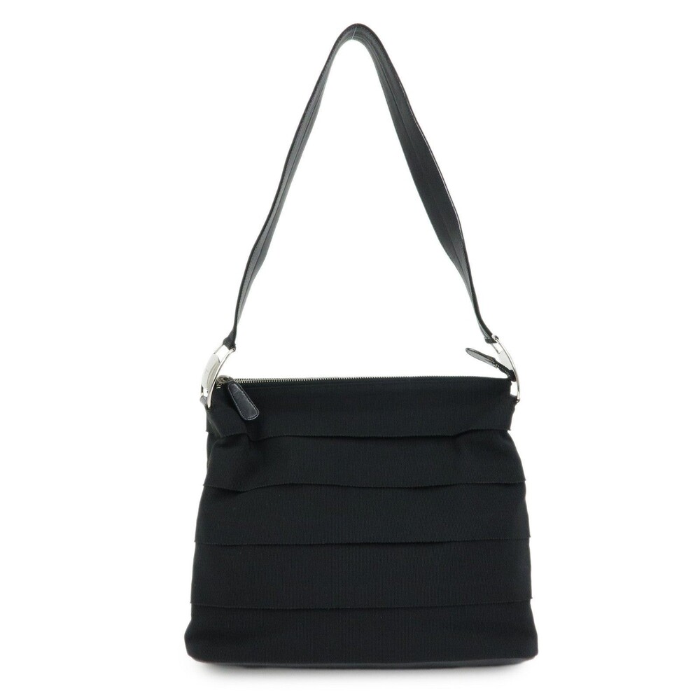 Ferragamo Vara Canvas Shoulder Bag Black
